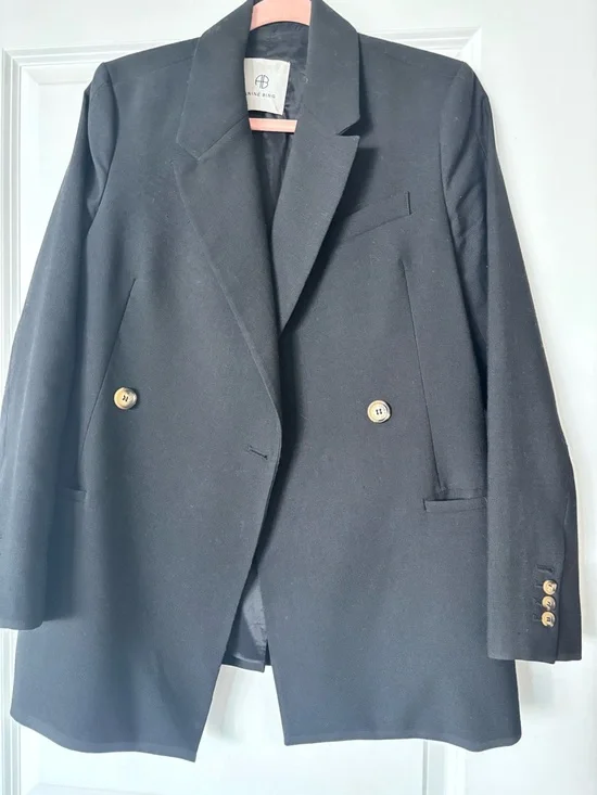Anine Bing Black structured Double-Breasted Blazer - Picture 4 of 9